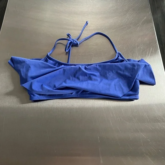 Blue Ruffled Bikini Top - Picture 3 of 4